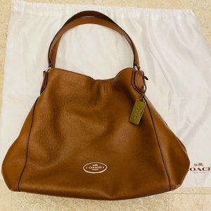 Coach Edie Shoulder Bag Tan with Gold accents